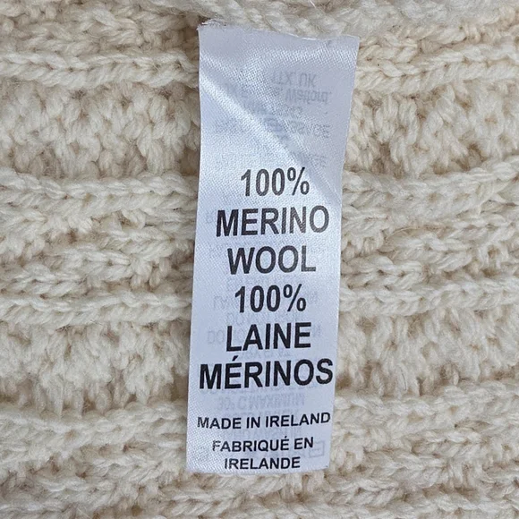 Inis Crafts Chunky Cream Wool Longline Cardigan size - Picture 13 of 15